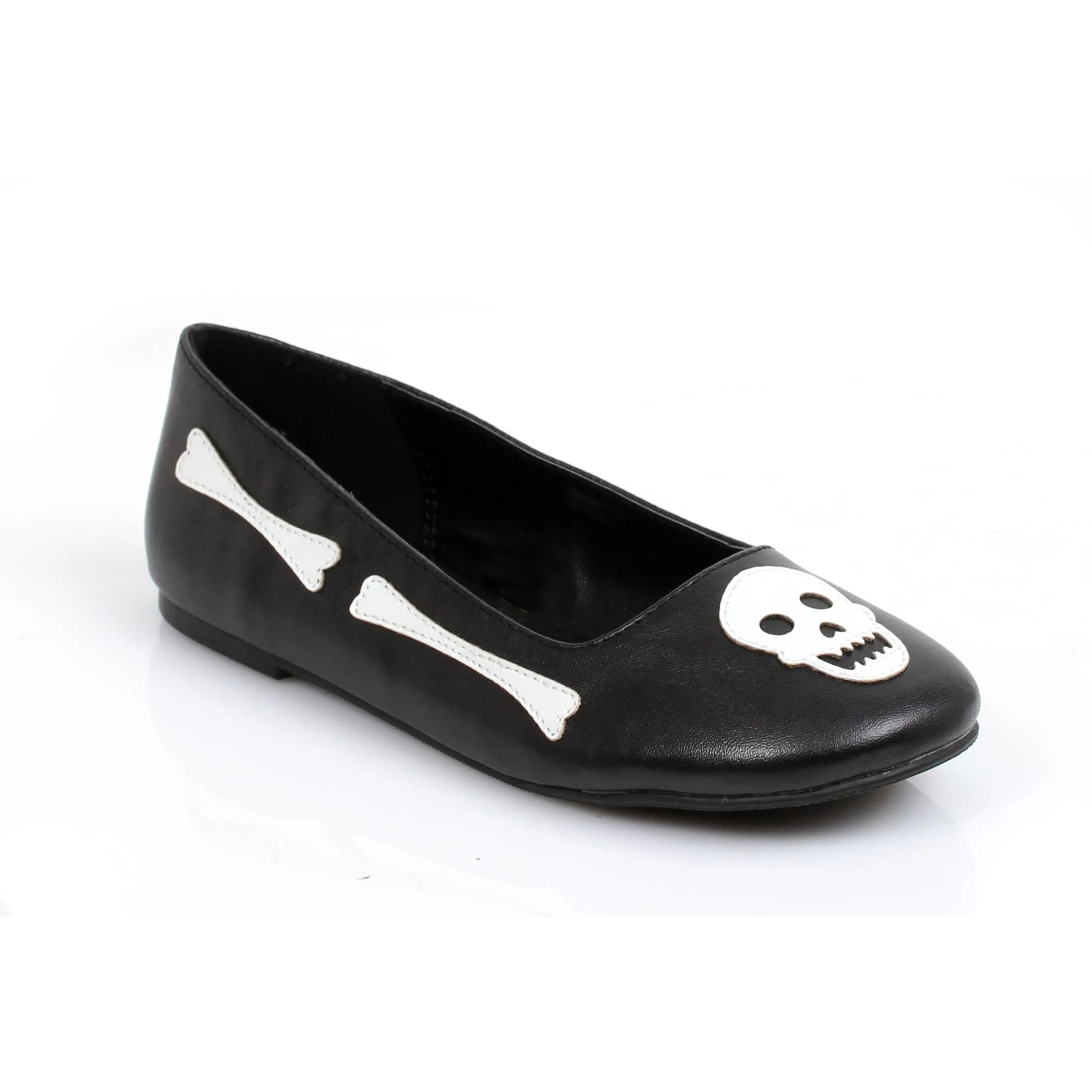 013-BONES  Bones And Skull Ballet Flat. Childrens