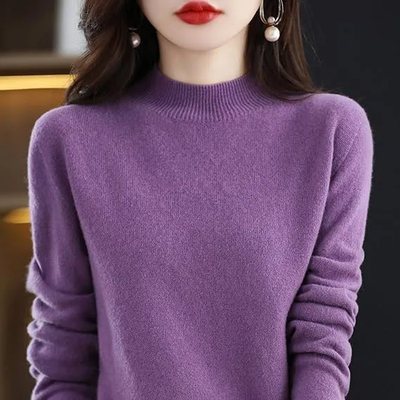 100% Cashmere Crew Neck Long Sleeve Soft Pullover Sweater Women's Cashmere Sweater