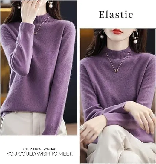 100% Cashmere Crew Neck Long Sleeve Soft Pullover Sweater Women's Cashmere Sweater