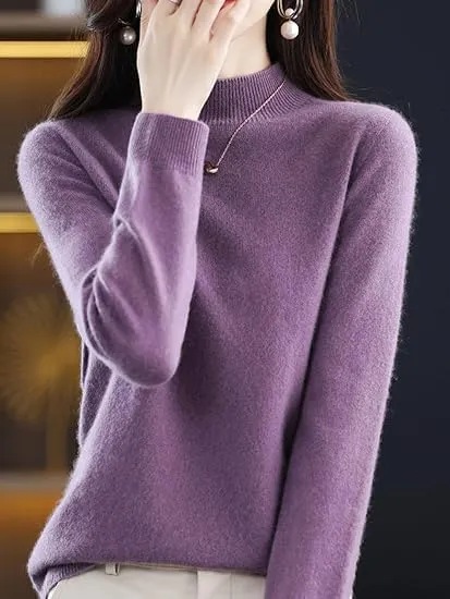 100% Cashmere Crew Neck Long Sleeve Soft Pullover Sweater Women's Cashmere Sweater