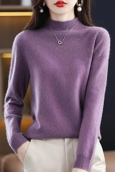 100% Cashmere Crew Neck Long Sleeve Soft Pullover Sweater Women's Cashmere Sweater
