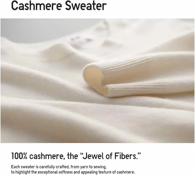 100% Cashmere Crew Neck Long Sleeve Soft Pullover Sweater Women's Cashmere Sweater