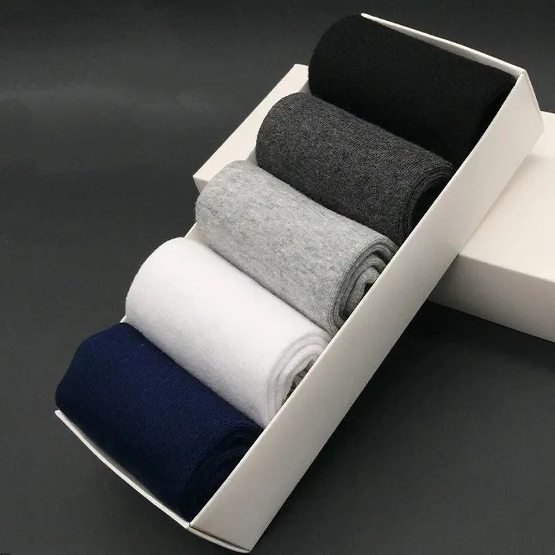 5 Pairs Pure Color High-Quality Women's and Men Cotton Socks