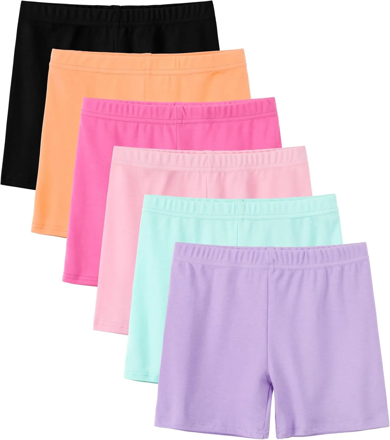 6 Pack Cotton Girls Bike Shorts Girls Shorts Kids Clothes Cartwheel Under Dress Breathable Multi-Color