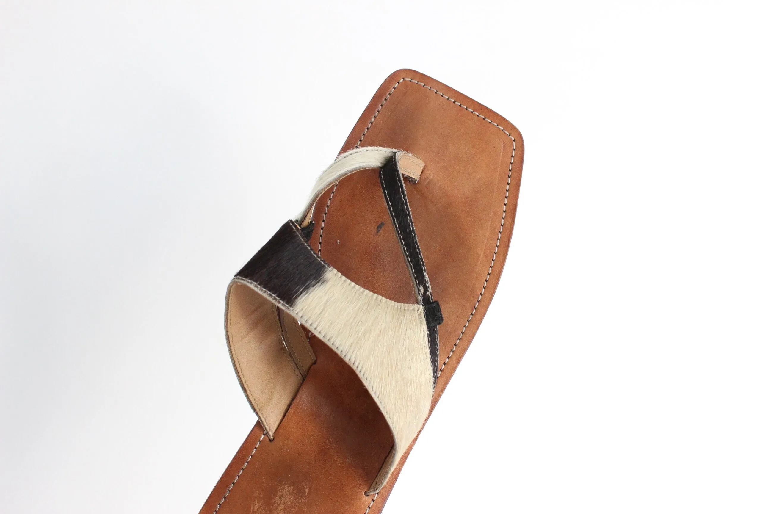 90s Cow Hide Leather Square Toe Sandals ~ Euro 39