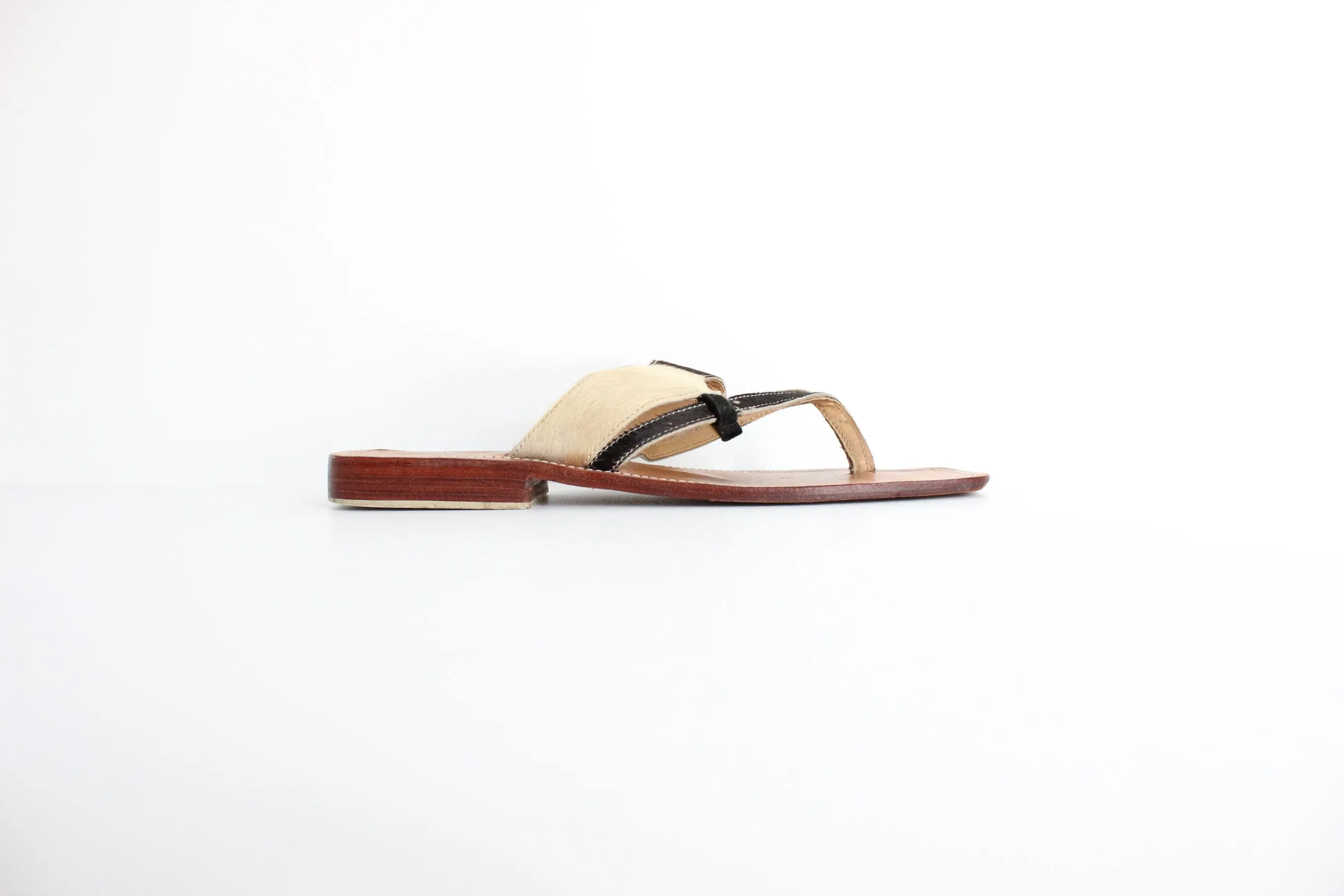 90s Cow Hide Leather Square Toe Sandals ~ Euro 39