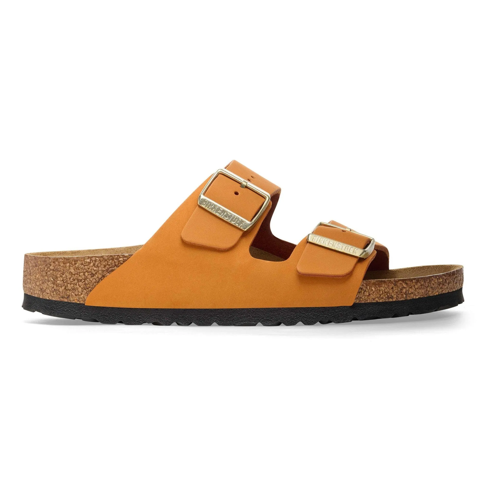 Birkenstock Arizona Leather Ladies Narrow Burnt Orange Nubuck Arch Support Buckle Sandals