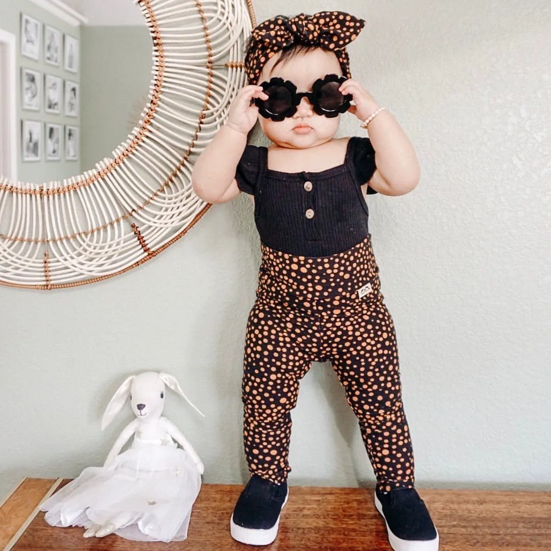 Black Abstract Micro Dot Leggings