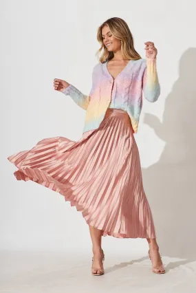 Bluestar Knit Cardigan In Rainbow Multi Wool Blend