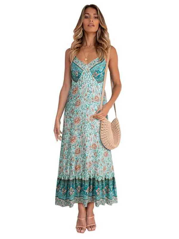 Bohemian Floral Adjustable Sundress for Summer Adventures
