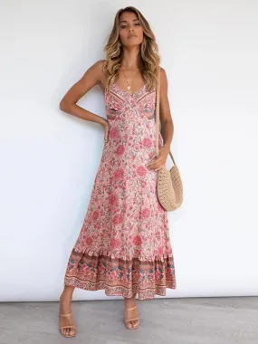 Bohemian Floral Adjustable Sundress for Summer Adventures