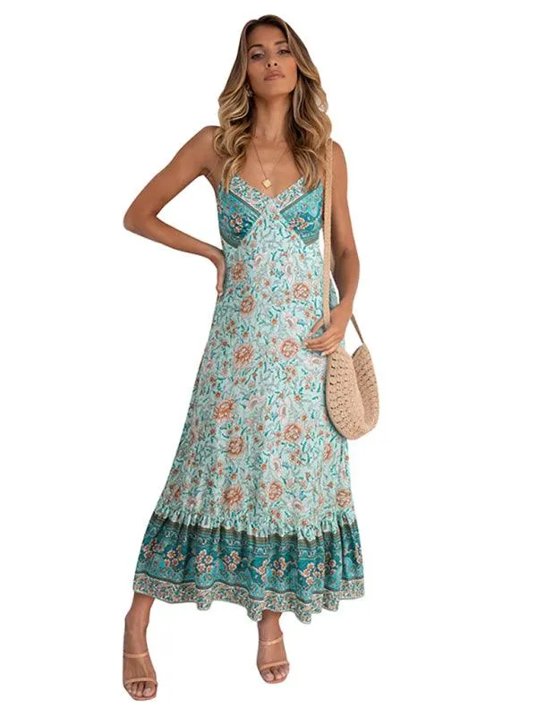 Bohemian Floral Adjustable Sundress for Summer Adventures