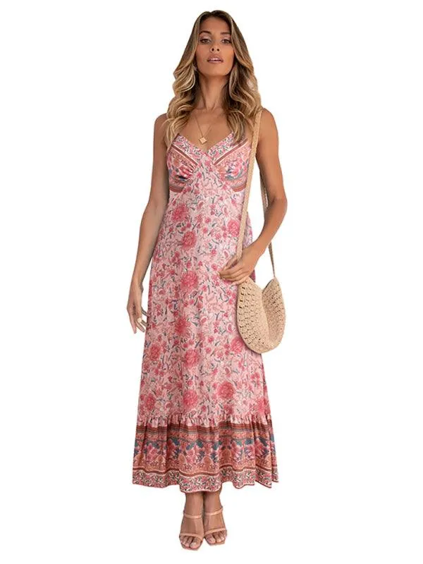 Bohemian Floral Adjustable Sundress for Summer Adventures
