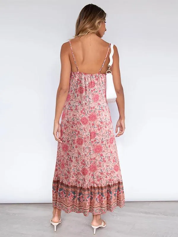 Bohemian Floral Adjustable Sundress for Summer Adventures