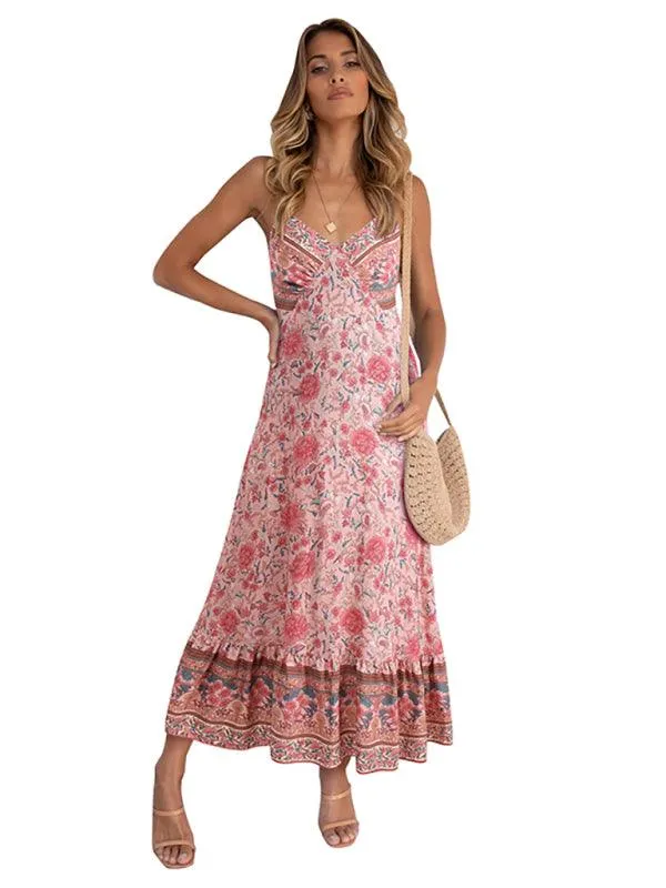 Bohemian Floral Adjustable Sundress for Summer Adventures
