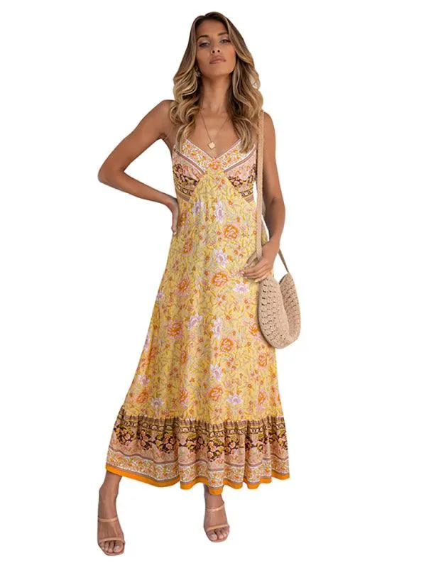 Bohemian Floral Adjustable Sundress for Summer Adventures