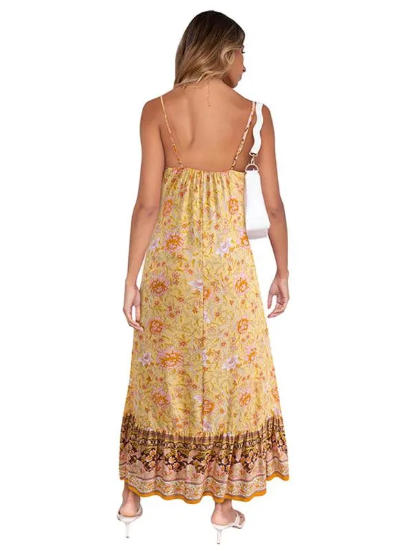 Bohemian Floral Adjustable Sundress for Summer Adventures