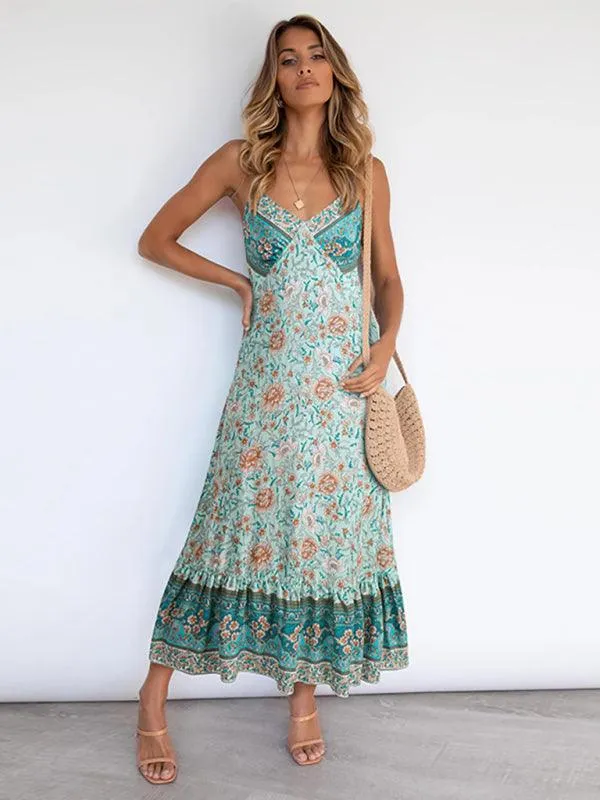 Bohemian Floral Adjustable Sundress for Summer Adventures