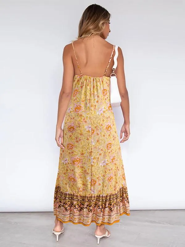Bohemian Floral Adjustable Sundress for Summer Adventures