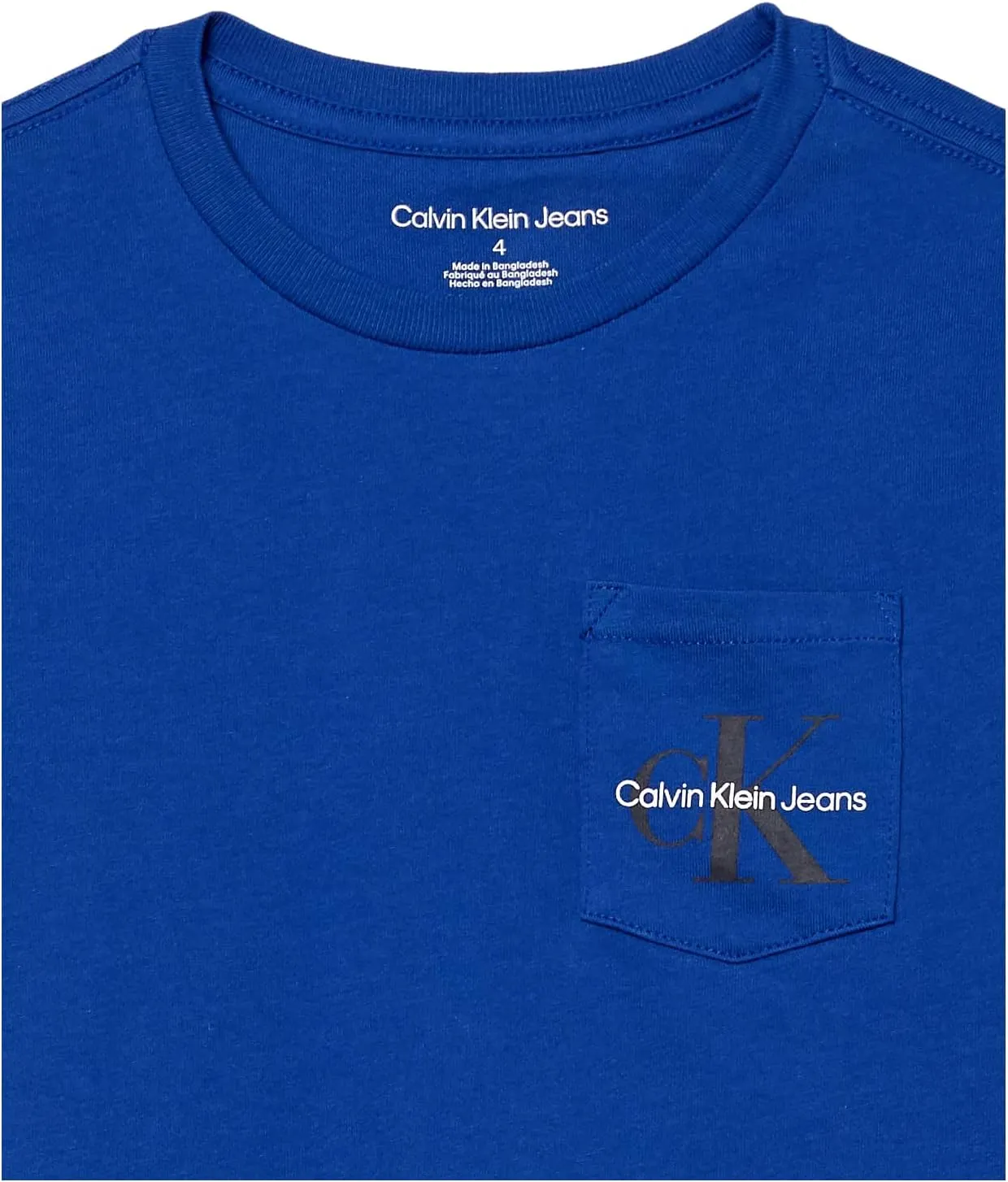 Calvin Klein Boys' Short Sleeve Pocket Logo Crew Neck T-Shirt, Soft, Comfortable, Relaxed Fit