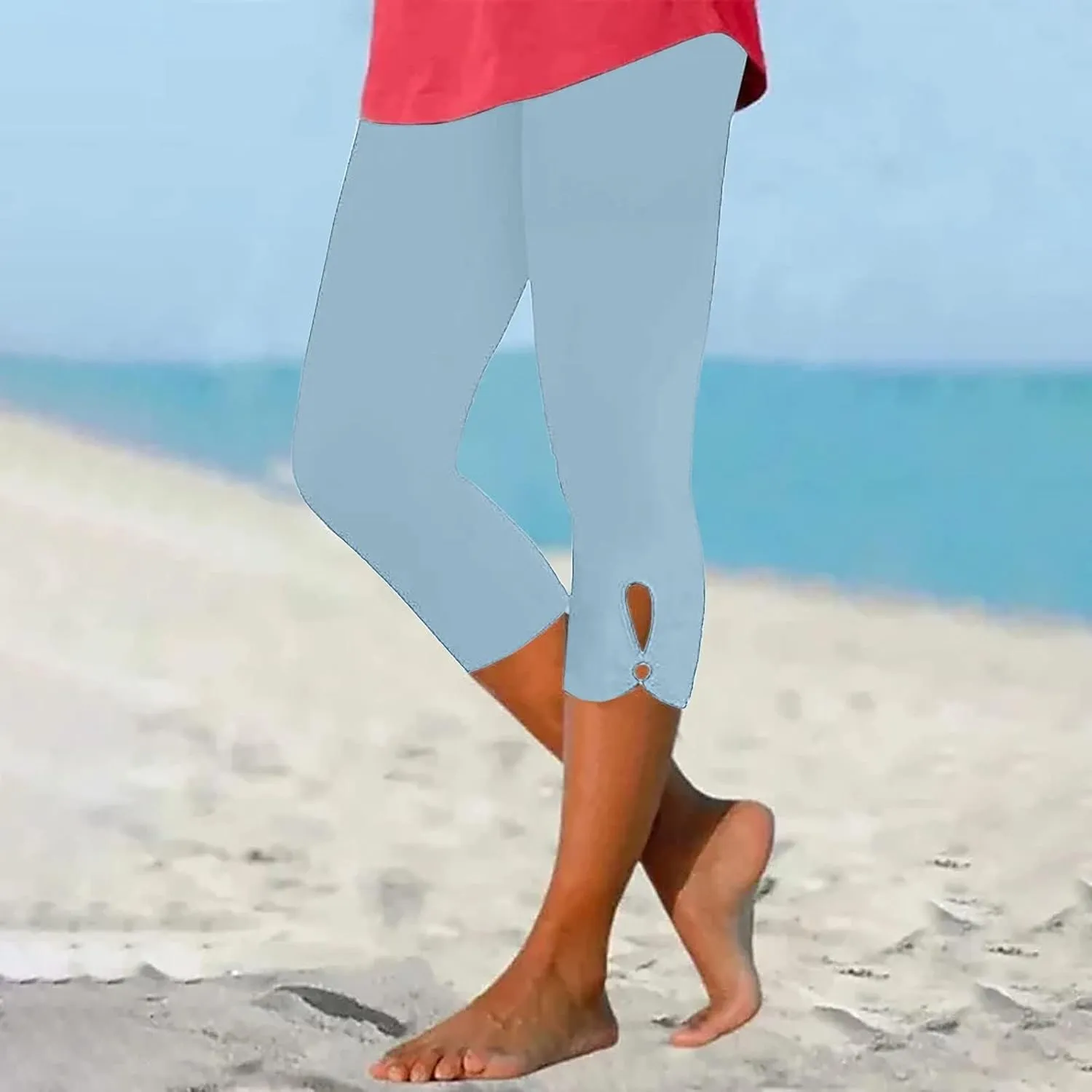 Capri Leggings for Women Summer Dressy Casual Cropped High Waist Yoga Pant Comfy Stretchy Leggings Running Compression