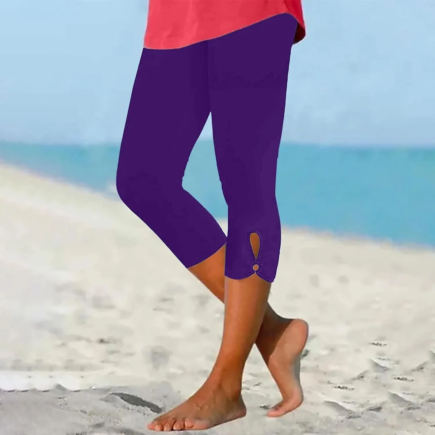 Capri Leggings for Women Summer Dressy Casual Cropped High Waist Yoga Pant Comfy Stretchy Leggings Running Compression