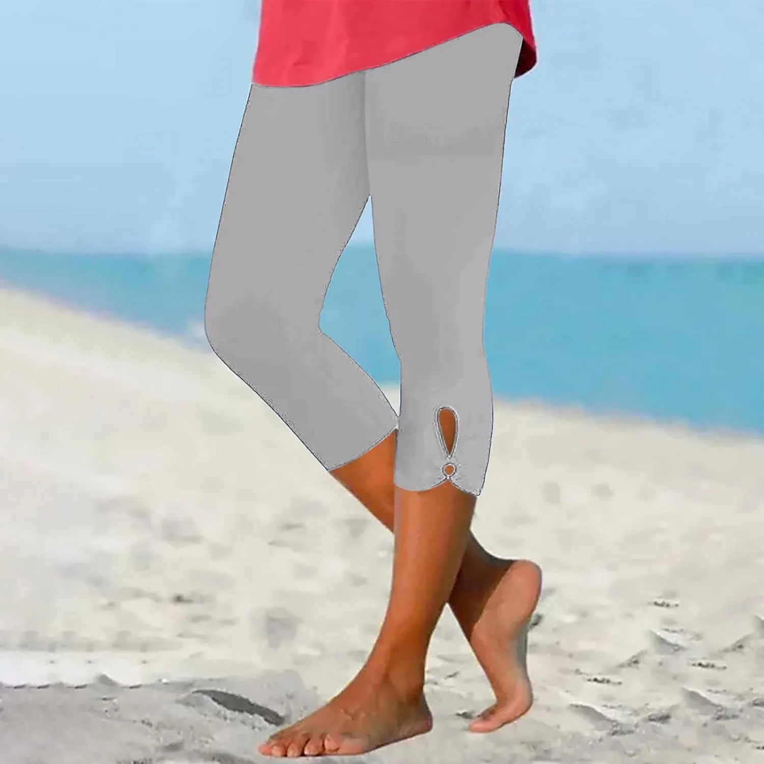 Capris Leggings for Women Summer Dressy Cropped High Waist Yoga Pants Stretchy Leggings Workout Compression Pant