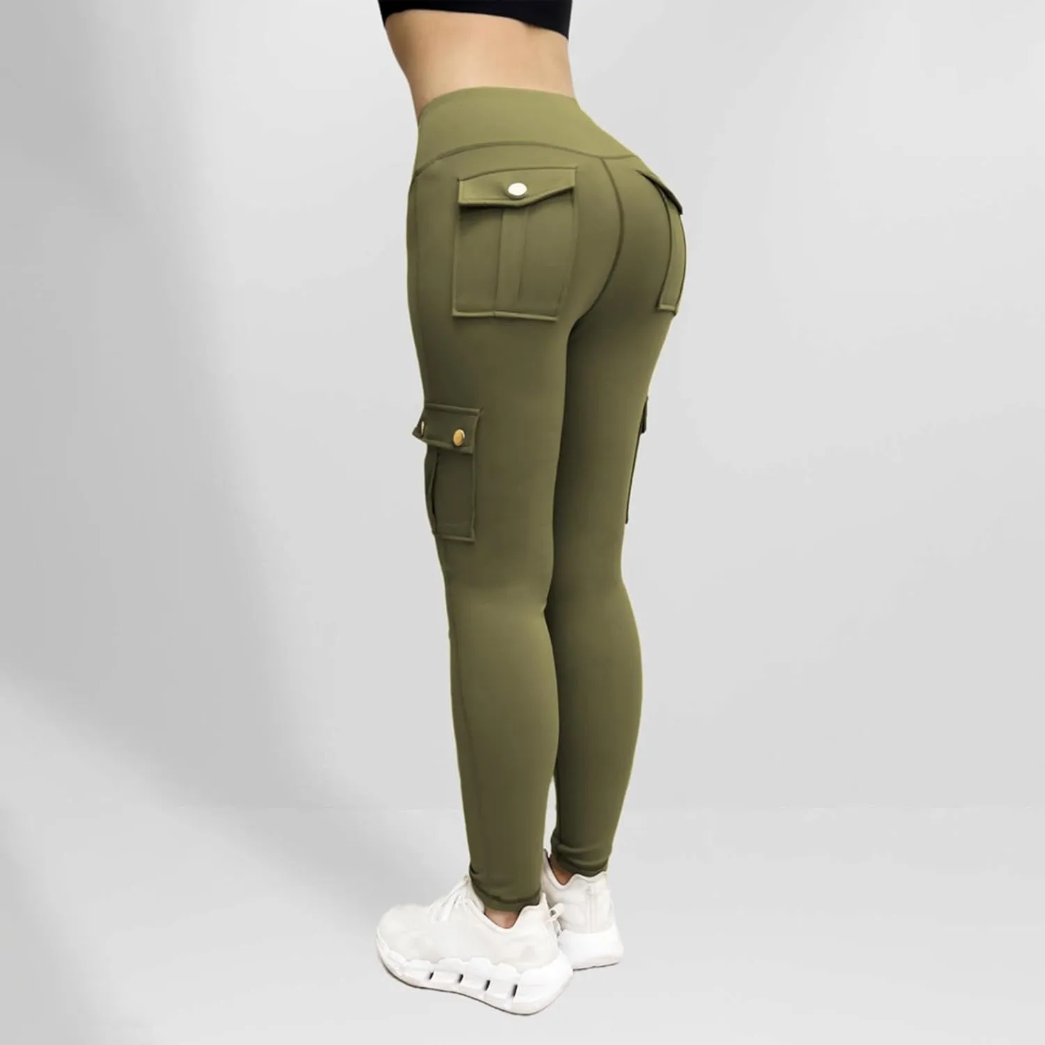 Cargo Leggings with Pockets for Women 2024 Tummy Control Stretchy Workout Leggings Athletic Running Yoga Pants