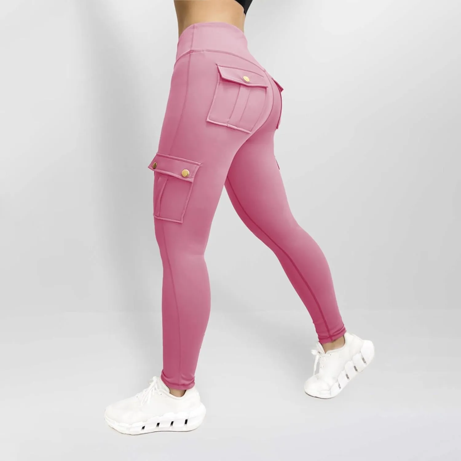 Cargo Leggings with Pockets for Women 2024 Tummy Control Stretchy Workout Leggings Athletic Running Yoga Pants