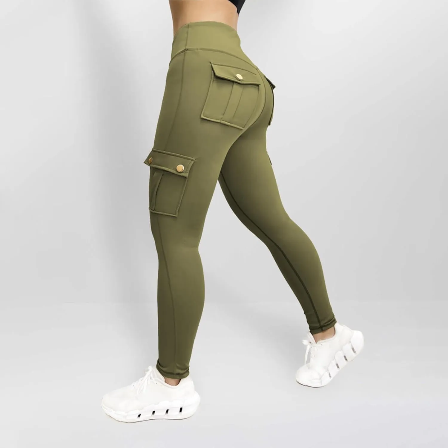 Cargo Leggings with Pockets for Women 2024 Tummy Control Stretchy Workout Leggings Athletic Running Yoga Pants