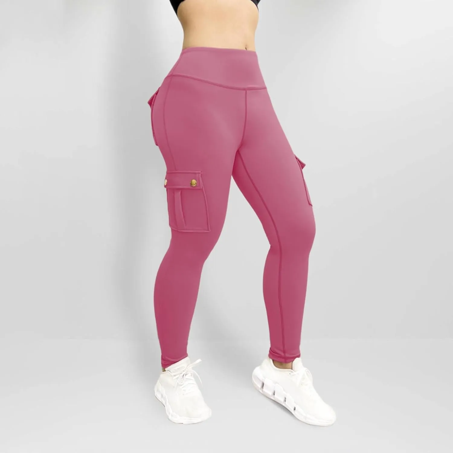 Cargo Leggings with Pockets for Women 2024 Tummy Control Stretchy Workout Leggings Athletic Running Yoga Pants