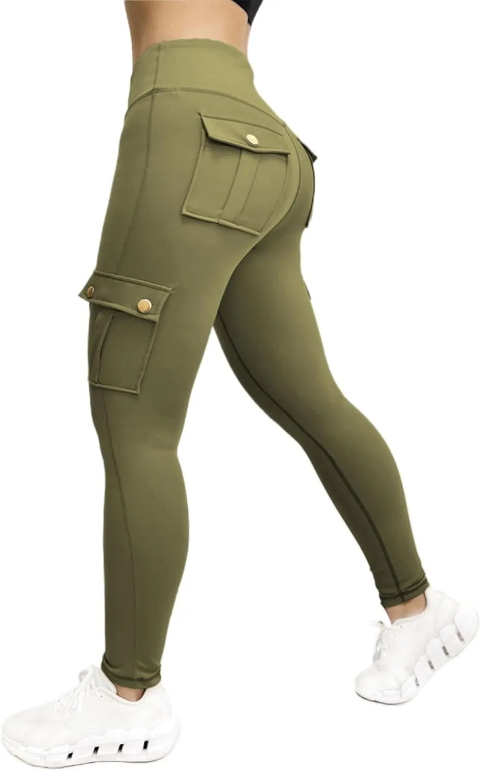 Cargo Leggings with Pockets for Women 2024 Tummy Control Stretchy Workout Leggings Athletic Running Yoga Pants