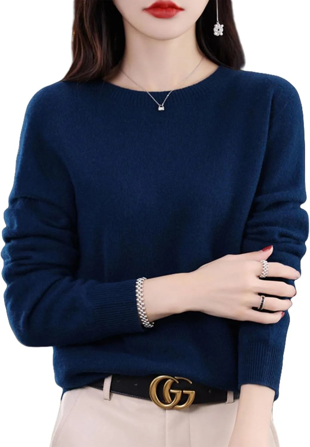 Cashmere Sweaters for Women, Womens Cashmere Sweater, Cashmere Crew Neck Long Sleeve Soft Pullover Sweater