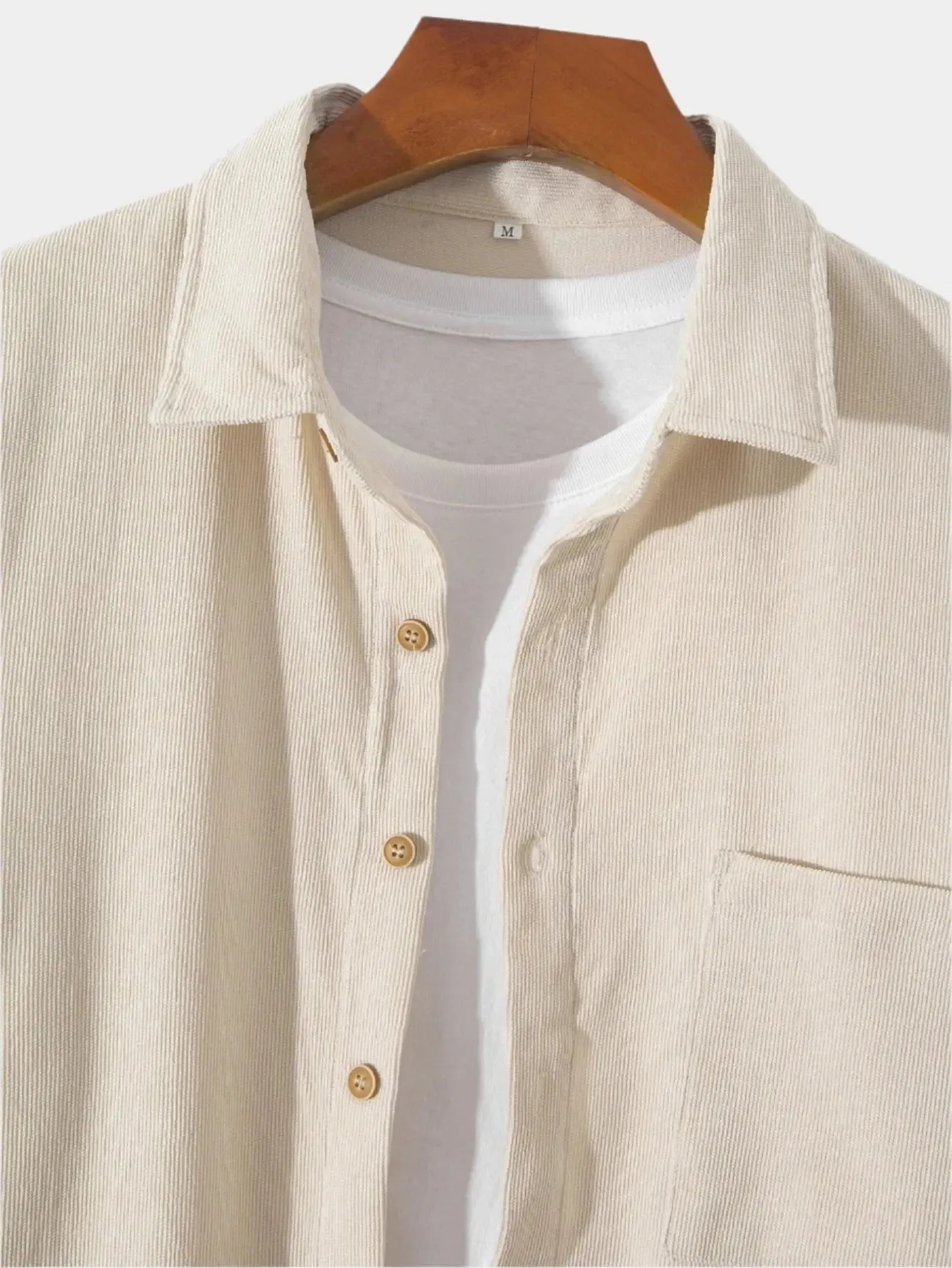 Casual Solid Corduroy Shirt - Cross & Crown