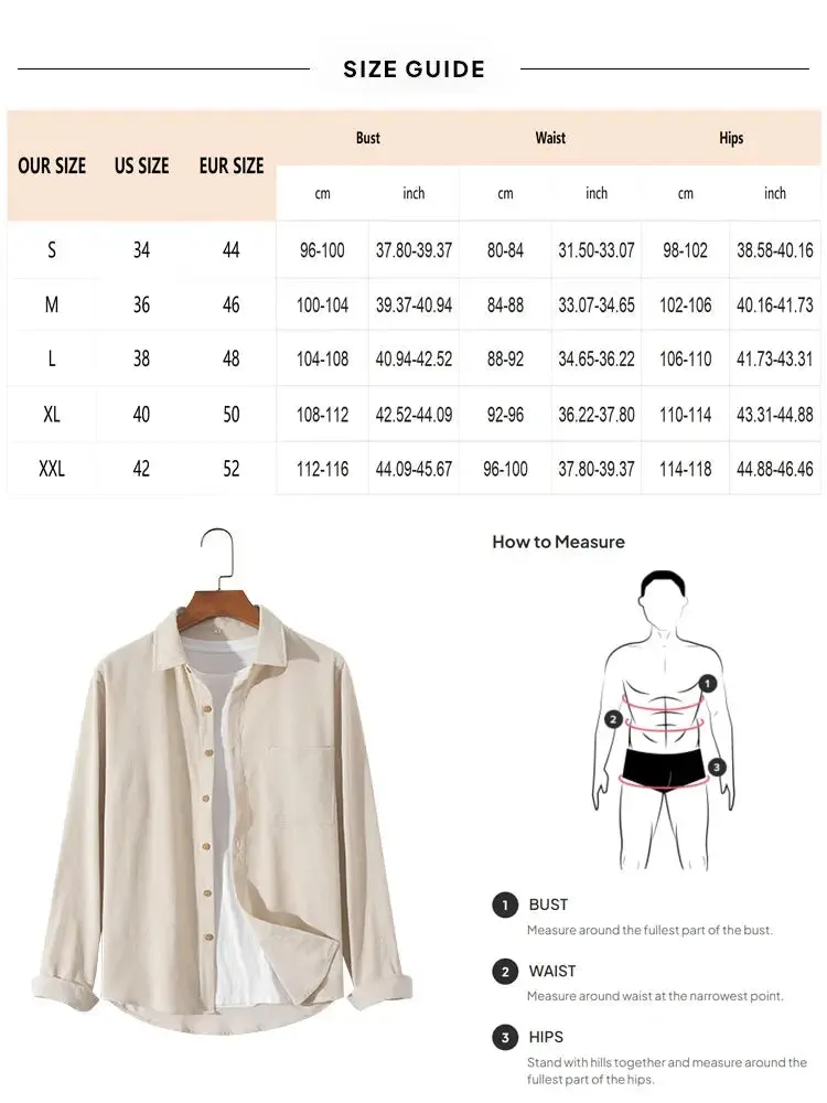 Casual Solid Corduroy Shirt - Cross & Crown