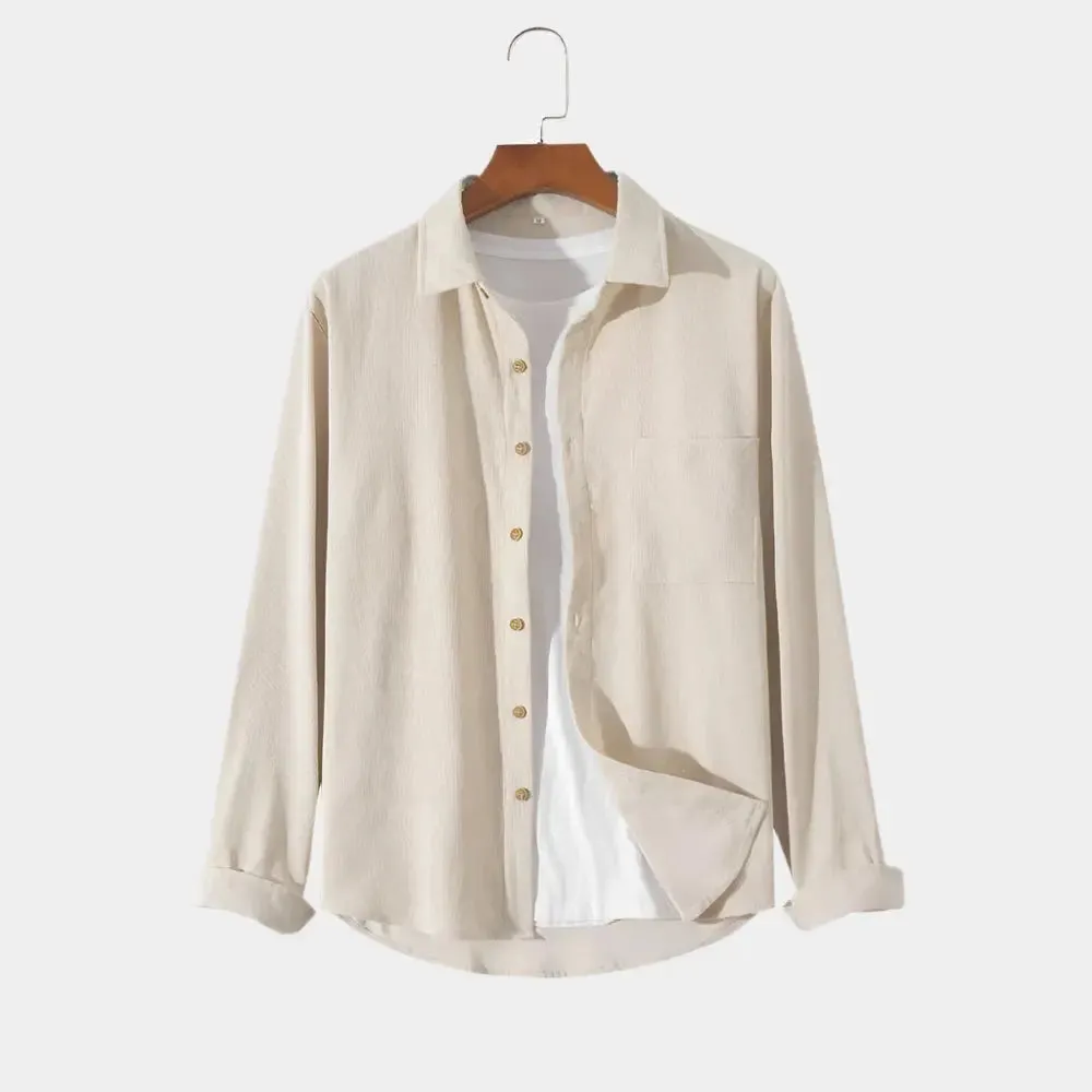 Casual Solid Corduroy Shirt - Cross & Crown