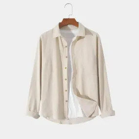 Casual Solid Corduroy Shirt - Cross & Crown