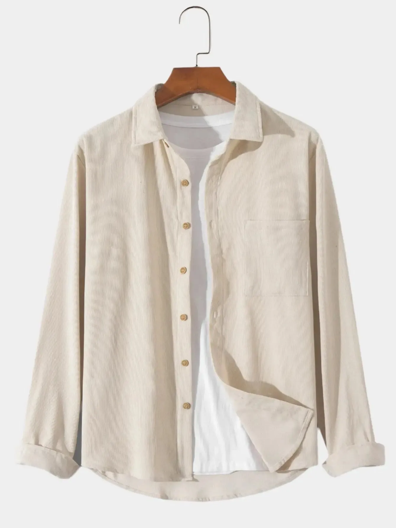 Casual Solid Corduroy Shirt - Cross & Crown