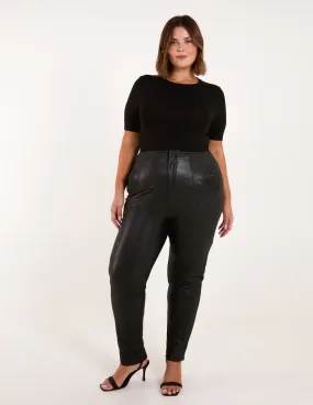 Curve Matte PU Leather Tailored Trousers