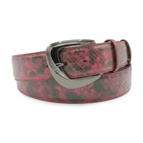 Deep Pink Viper Effect Gunmetal Prong Belt