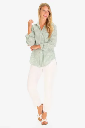 Duffield Lane Bobbi Button Down Green Seersucker