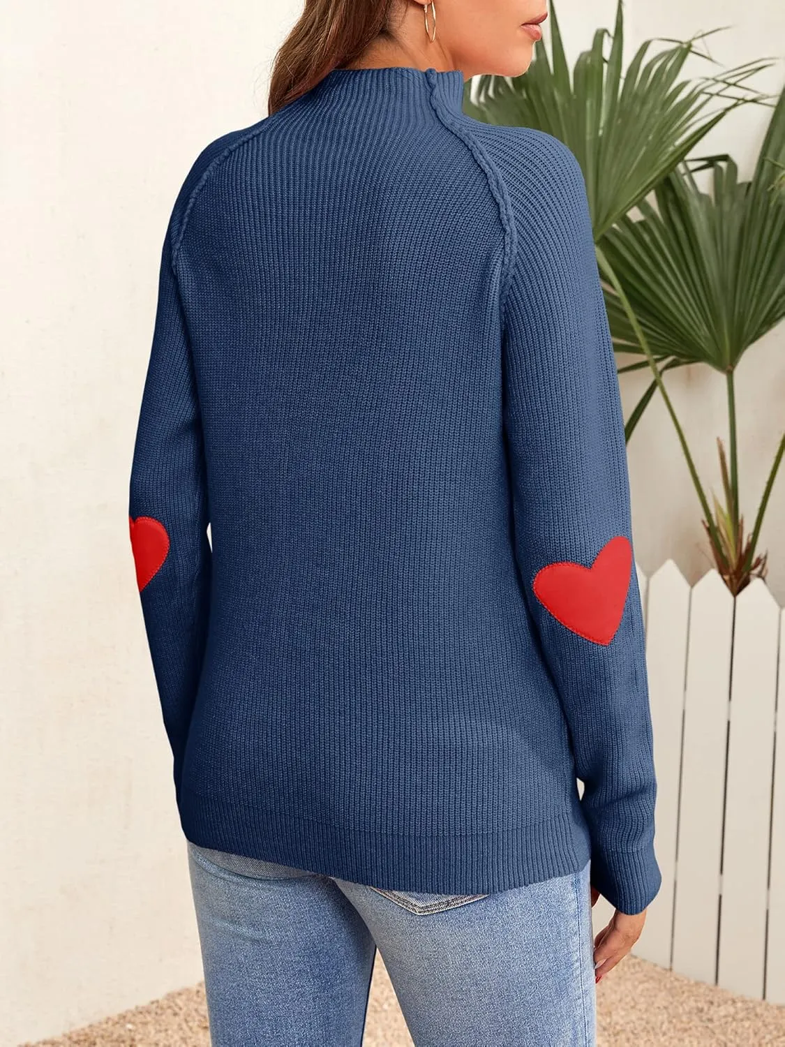 FERBIA Women Turtleneck Sweater Oversize Heart Slouchy Chunky Pullover Baggy Batwing Knit Cute Loose Fall Cozy Comfy Top