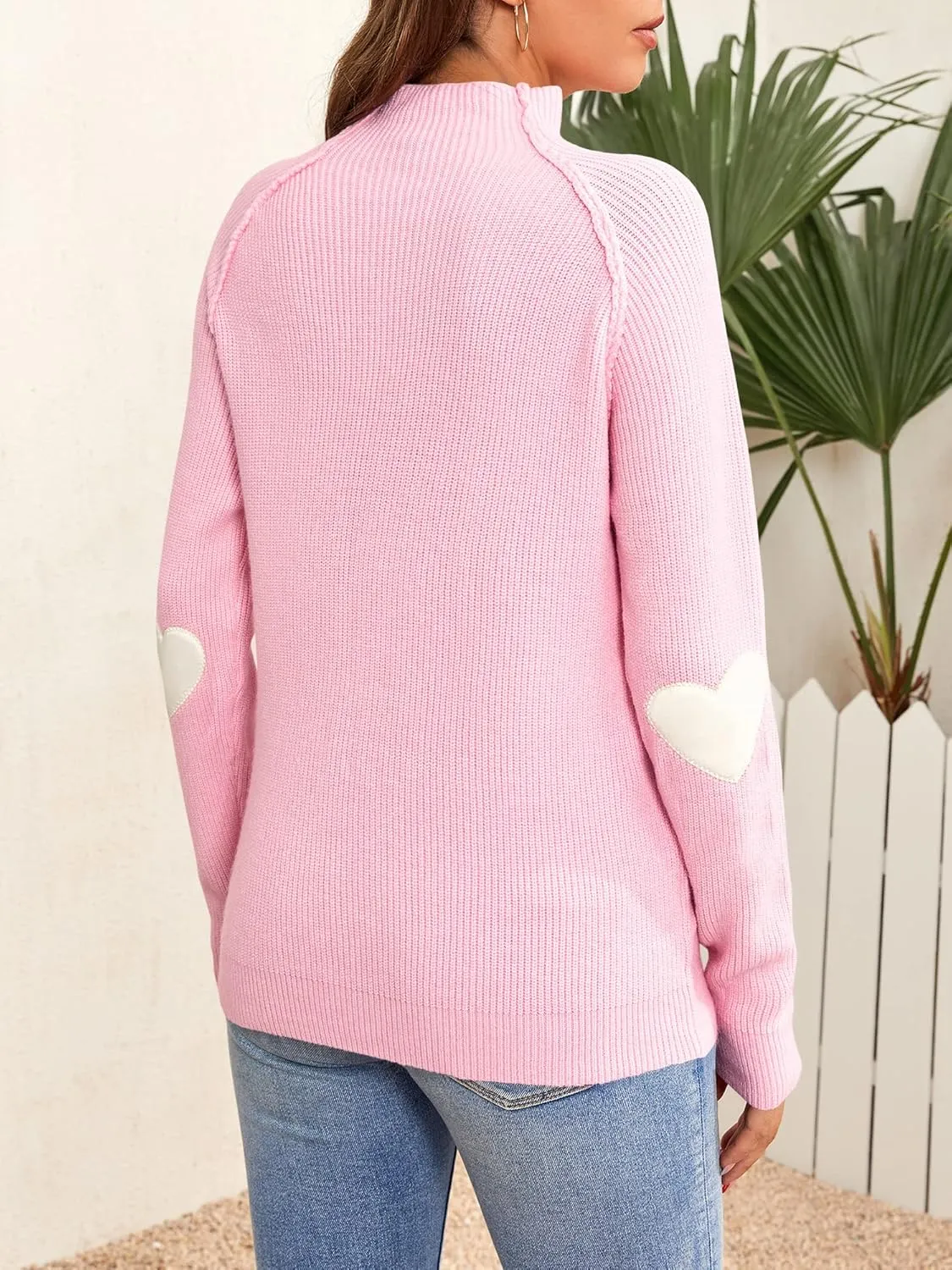 FERBIA Women Turtleneck Sweater Oversize Heart Slouchy Chunky Pullover Baggy Batwing Knit Cute Loose Fall Cozy Comfy Top