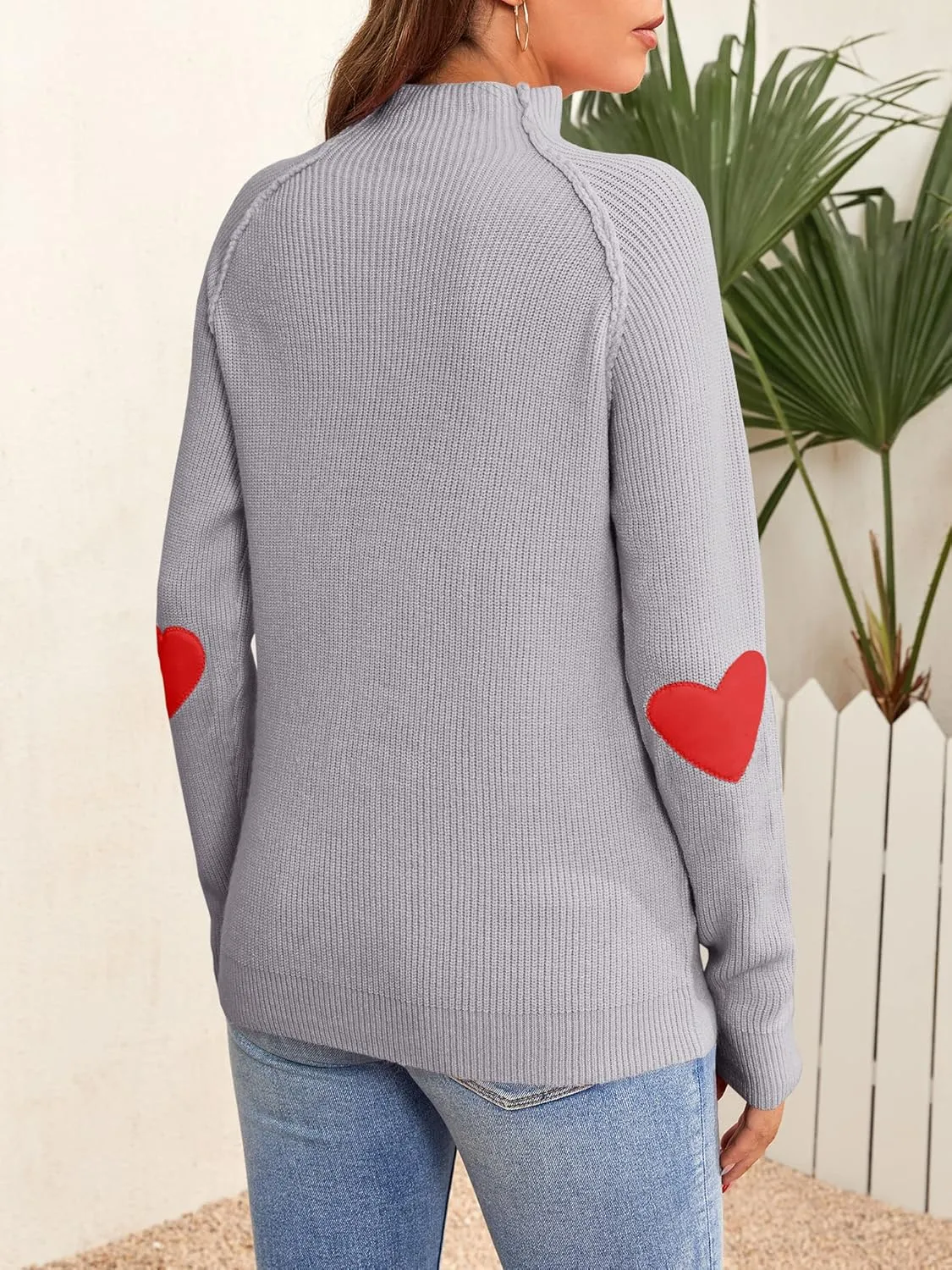 FERBIA Women Turtleneck Sweater Oversize Heart Slouchy Chunky Pullover Baggy Batwing Knit Cute Loose Fall Cozy Comfy Top
