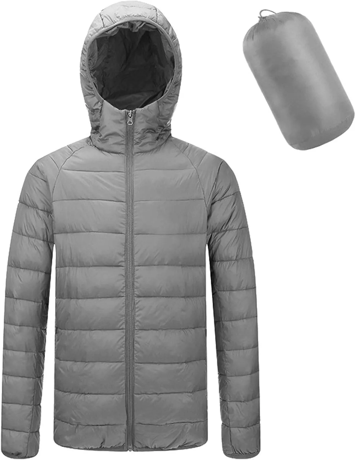 Flygo Men's Ultra Light Water-Resistance Hooded Packable Puffer Down Jacket