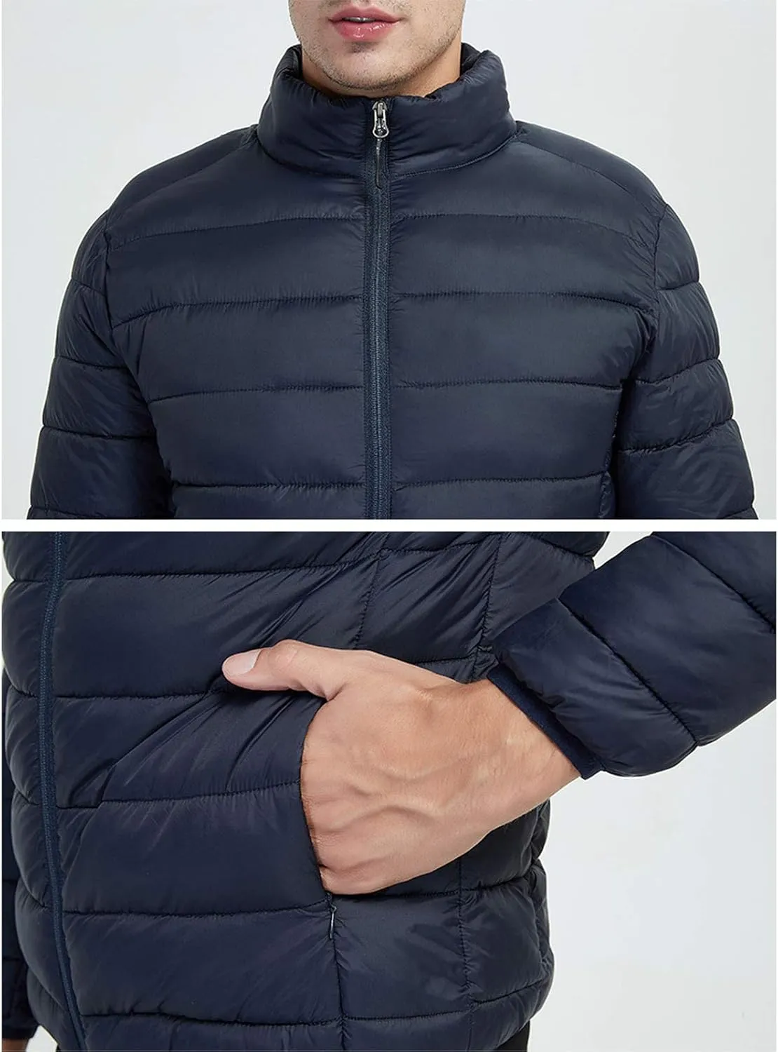 Flygo Men's Ultra Light Water-Resistance Hooded Packable Puffer Down Jacket