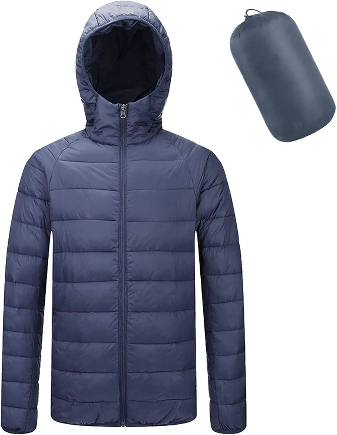 Flygo Men's Ultra Light Water-Resistance Hooded Packable Puffer Down Jacket