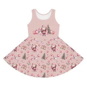 Girls' Sleeveless Sundress Pink Christmas Dress