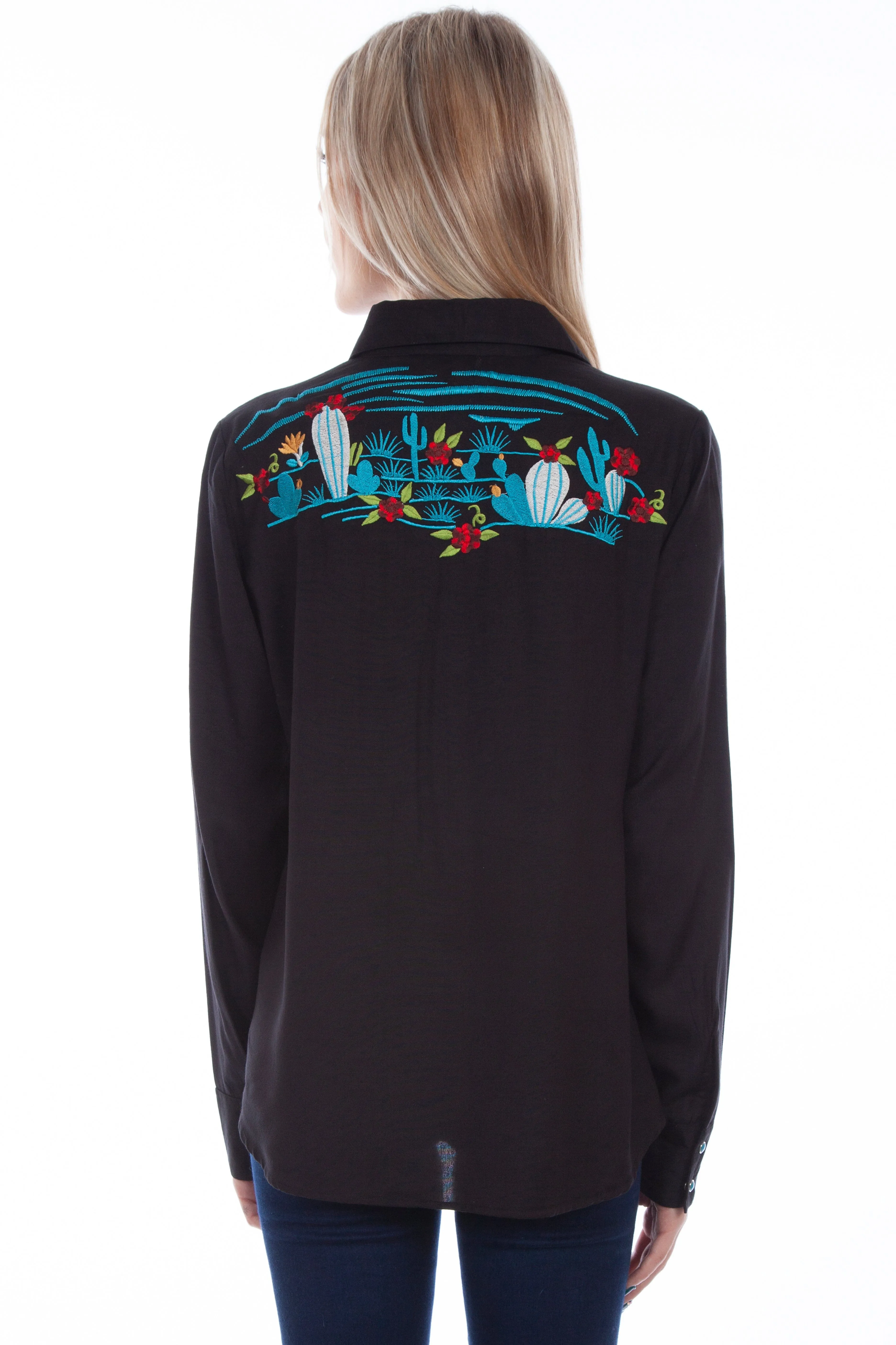 Honey creek black cactus emb. Blouse