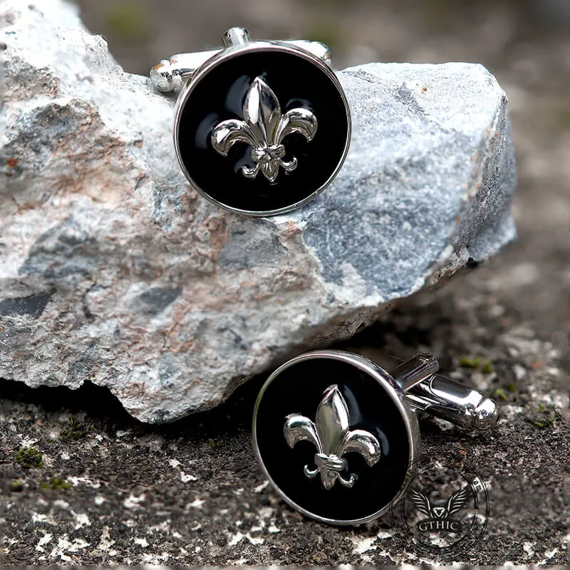 Iris Design Round Shaped Brass Cufflinks